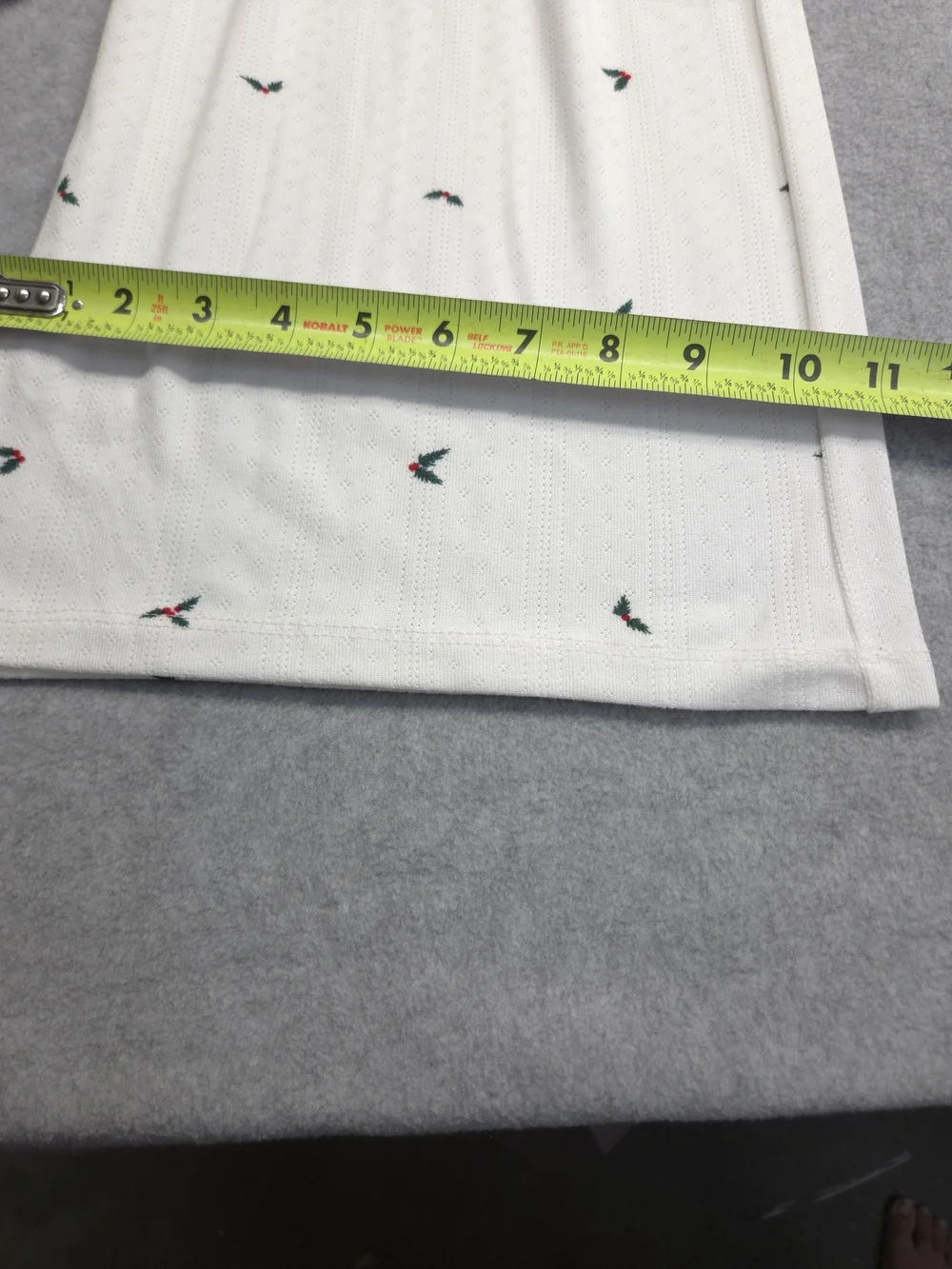 0379 Auden White Short-Sleeve Pajama Set with Tiny Red & Green Floral Motif